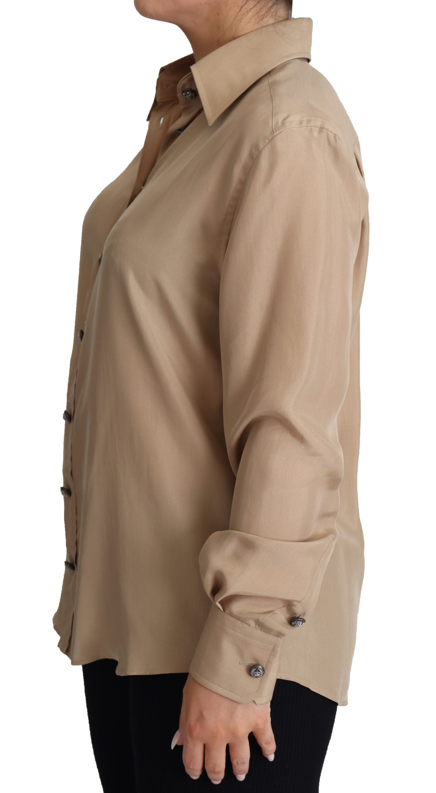 Camisa de seda beige elegante