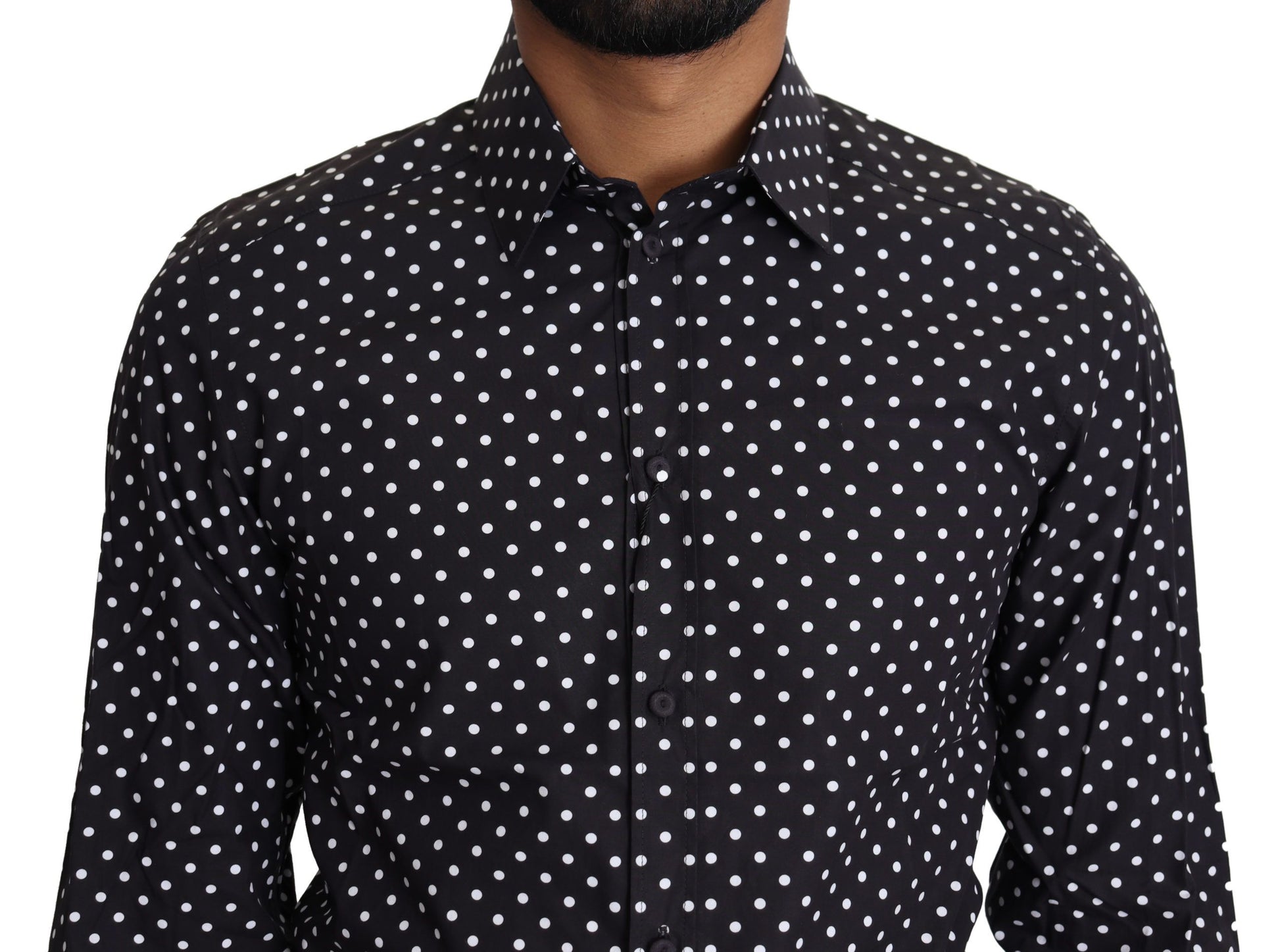 Camisa de manga larga de hombre elegante con lunares