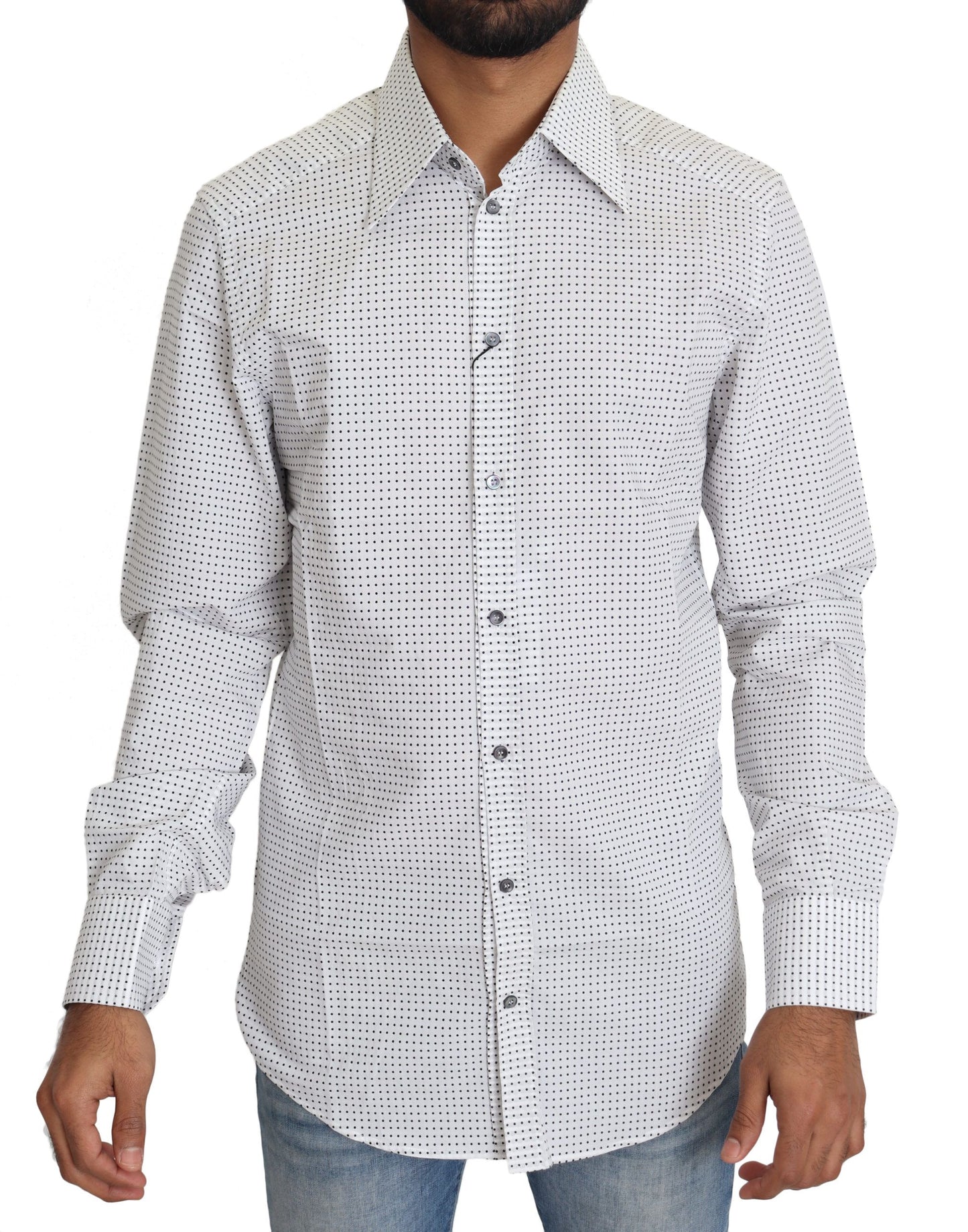 Camisa de vestir elegante de corte slim con lunares