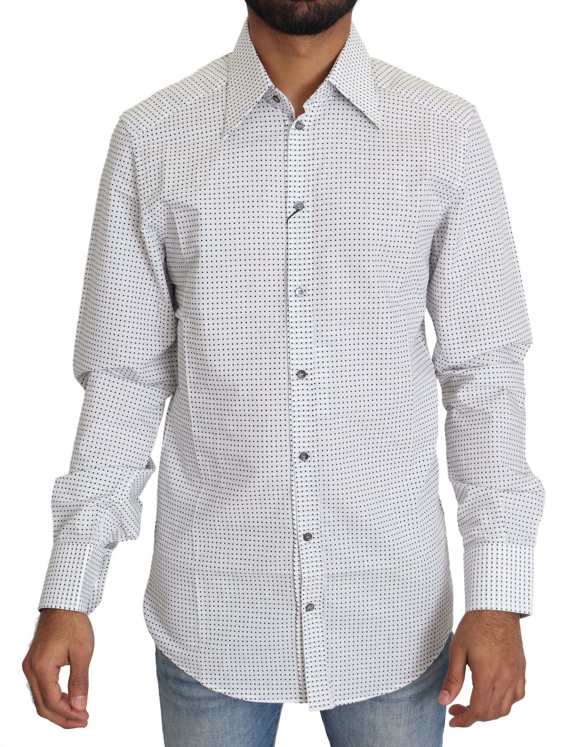 Camisa de vestir elegante de corte slim con lunares