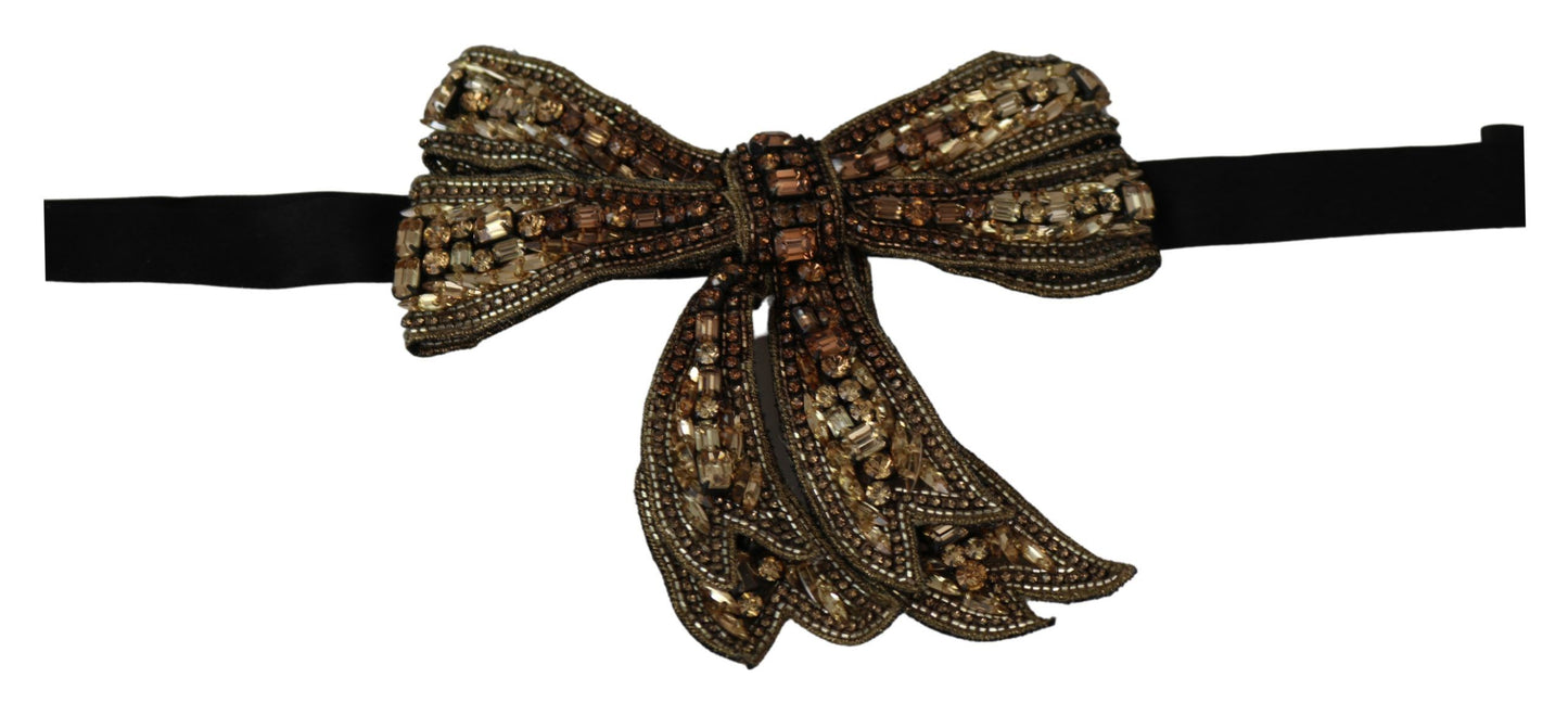 Elegant Silk Rhinestone Bow Tie