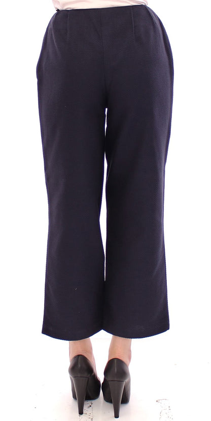 Chic Cropped Blue Pants - Exquisite Craftsmanship