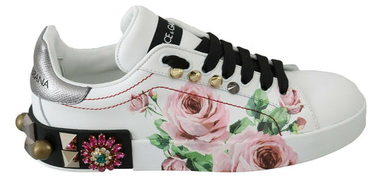 Zapatillas deportivas de cuero con adornos florales