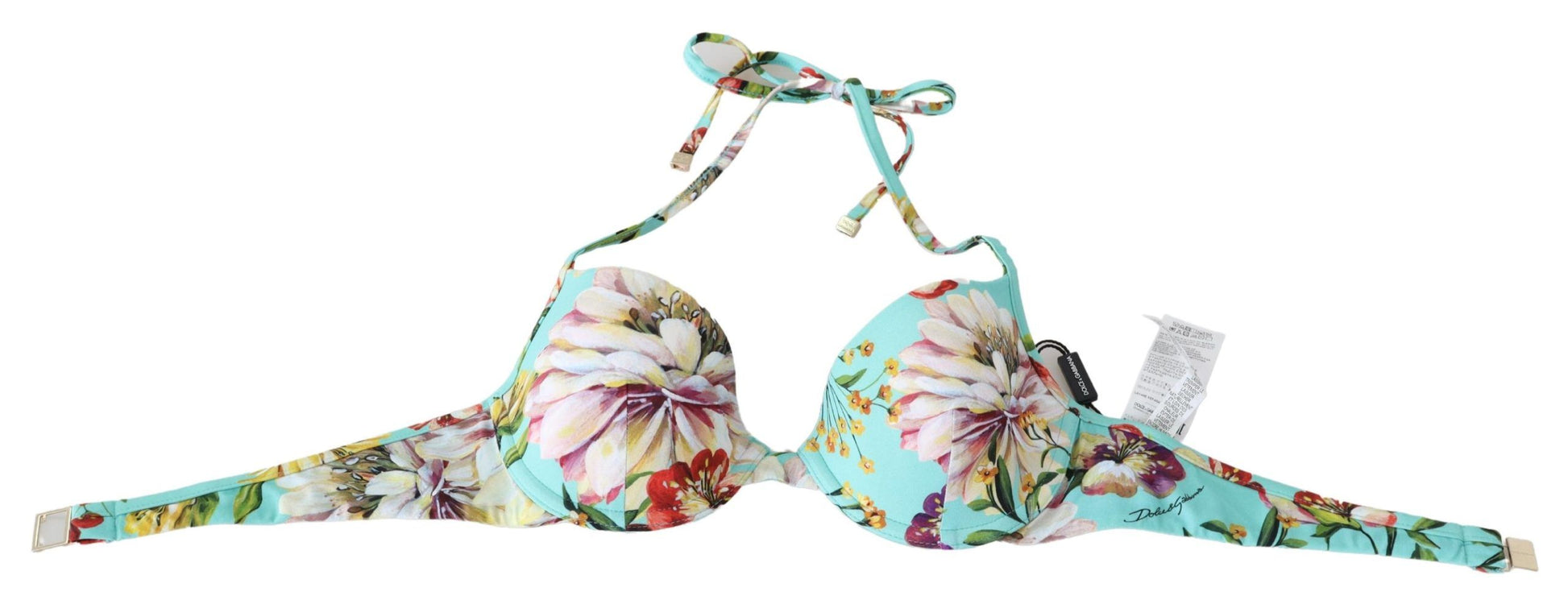 Chique mintgroene bikinitop met bloemen