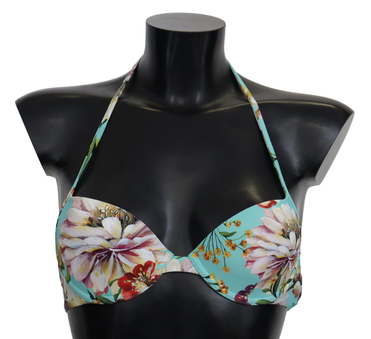 Chique mintgroene bikinitop met bloemen