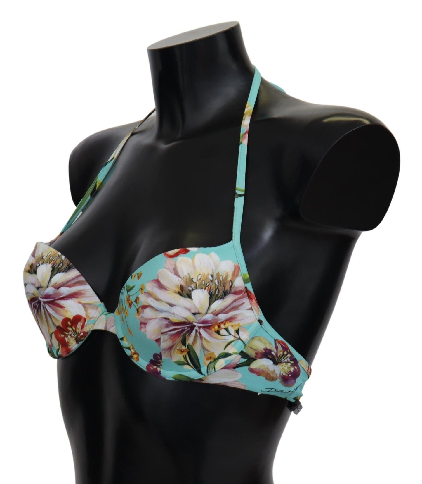 Chique mintgroene bikinitop met bloemen