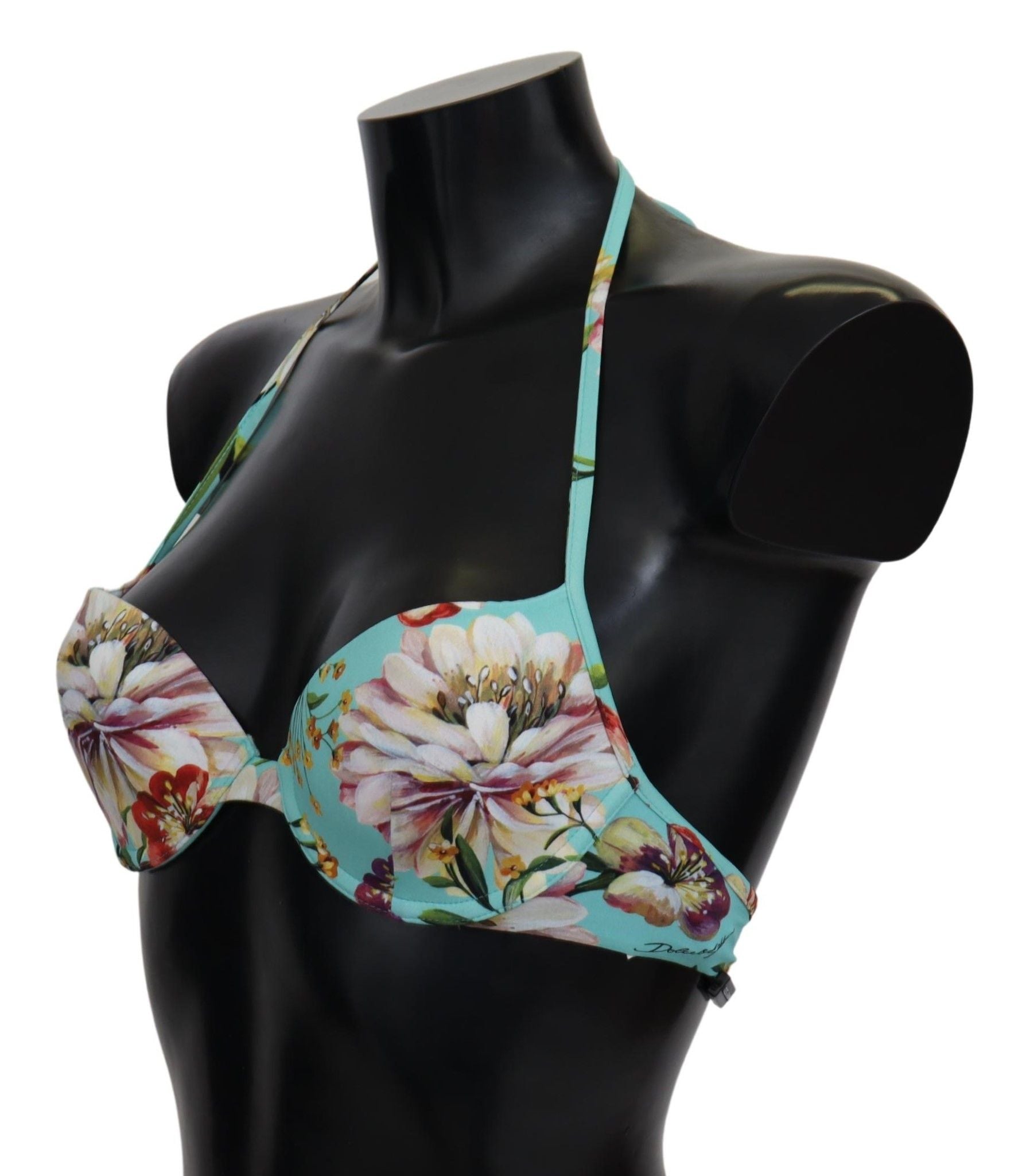 Top de bikini floral verde menta chic