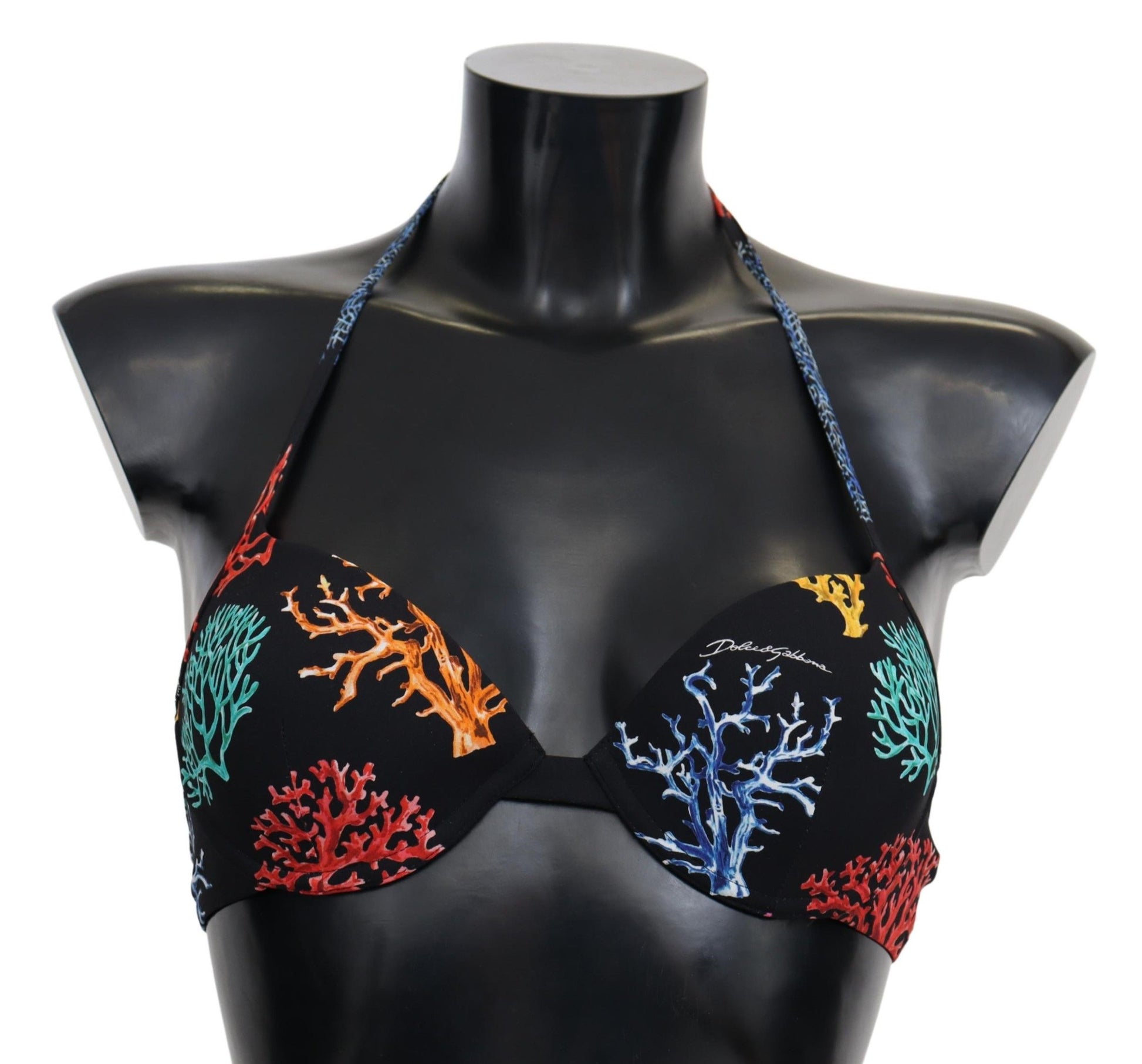 Top de bikini con estampado de coral negro elegante