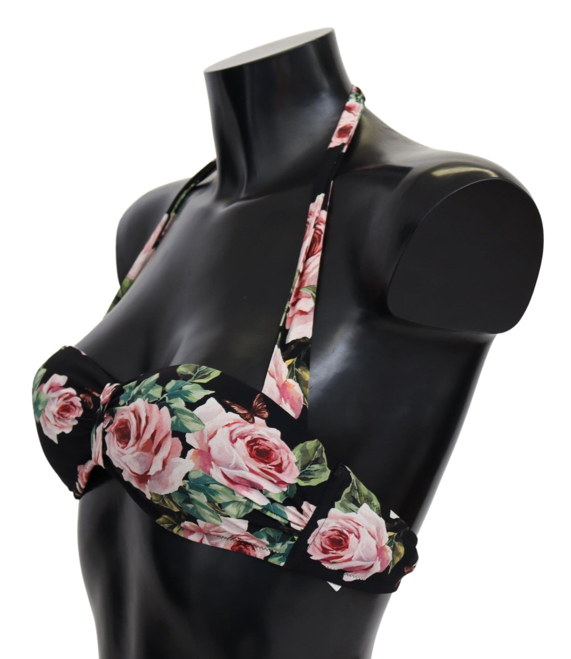 Elegante zwarte bloemen bikinitop