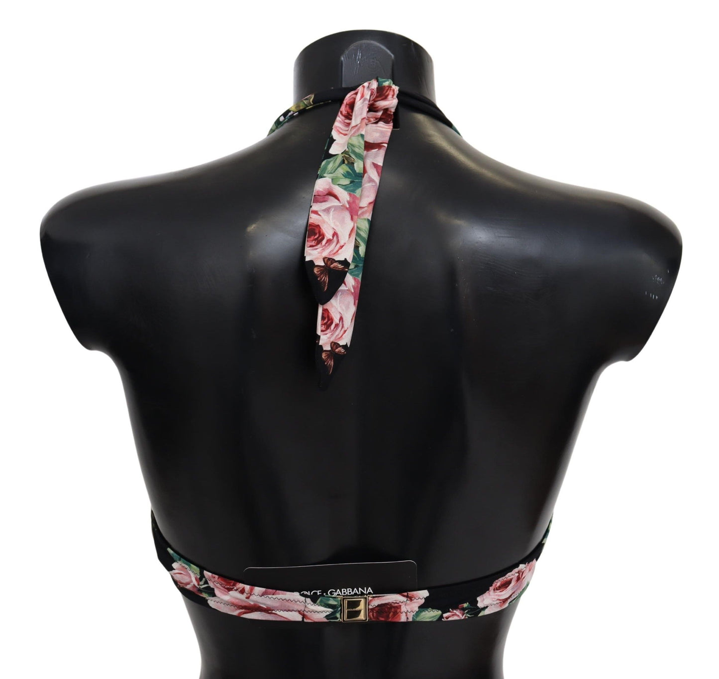 Top de bikini floral negro elegante