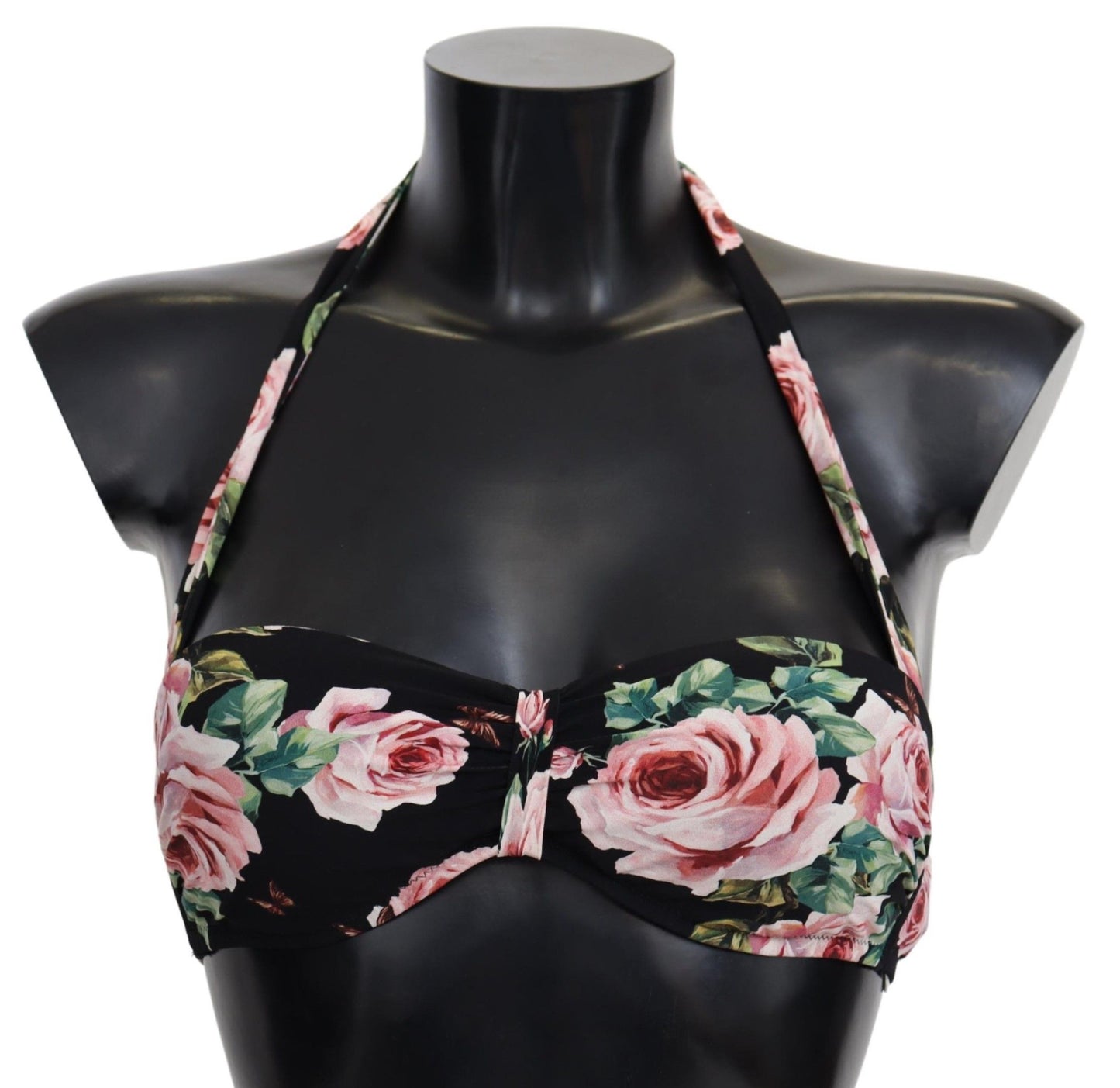 Top de bikini floral negro elegante