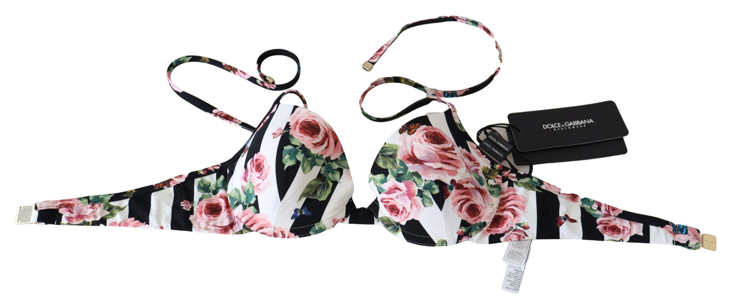 Top de bikini con estampado de rosas chic para días elegantes en la playa