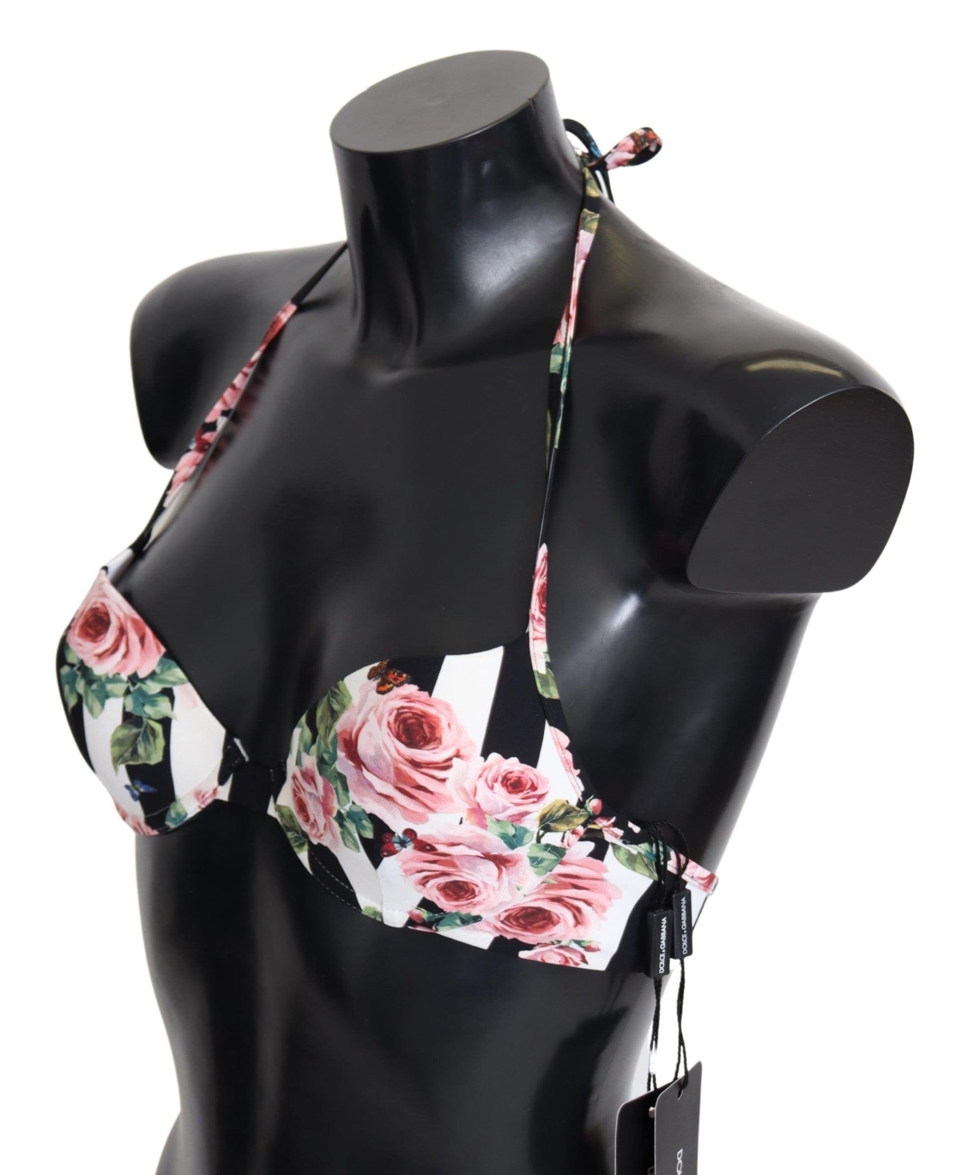 Top de bikini con estampado de rosas chic para días elegantes en la playa