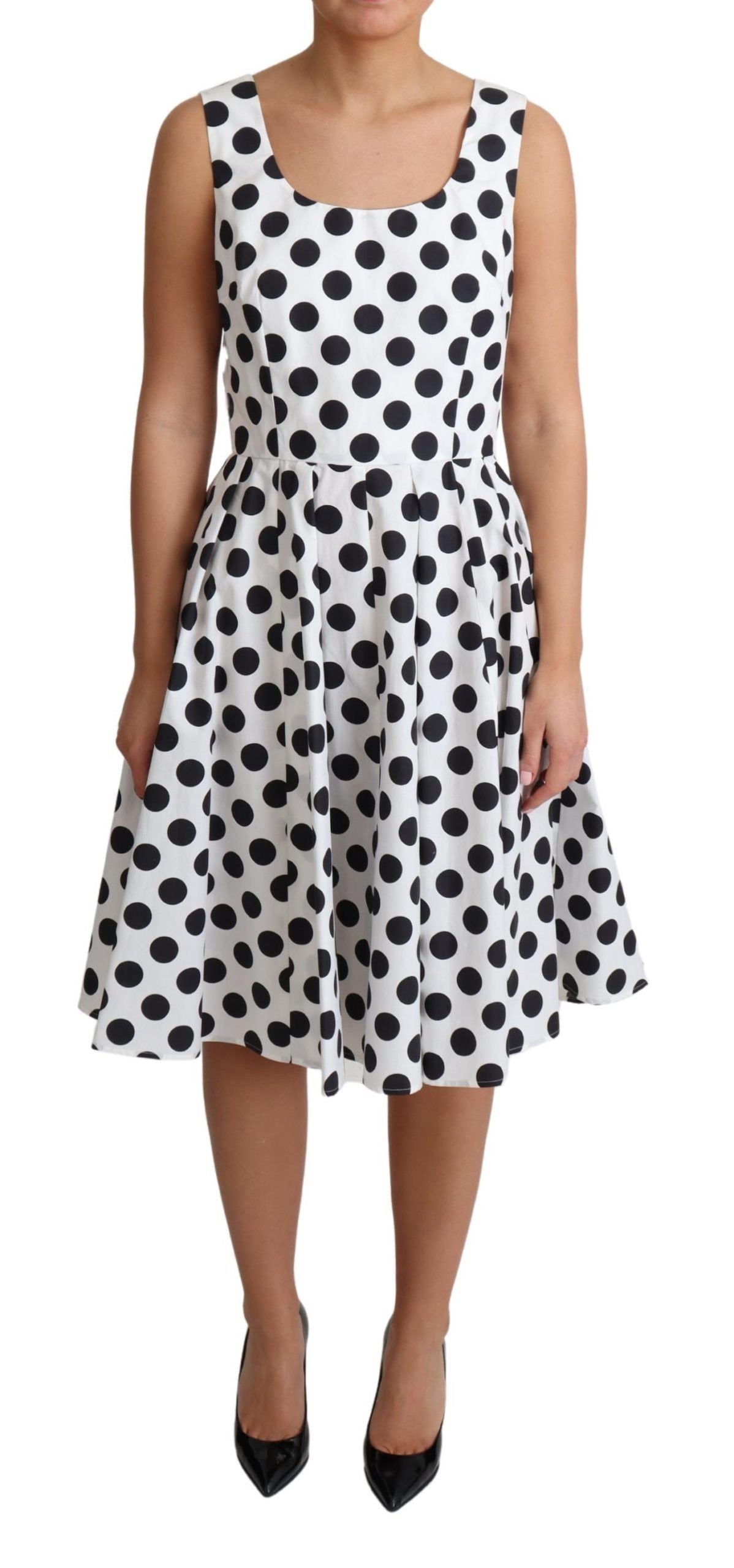 Elegant Polka Dot Sleeveless A-Line Dress