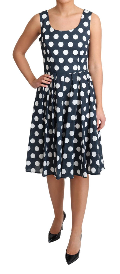 Polka Dotted A-Line Sleeveless Dress