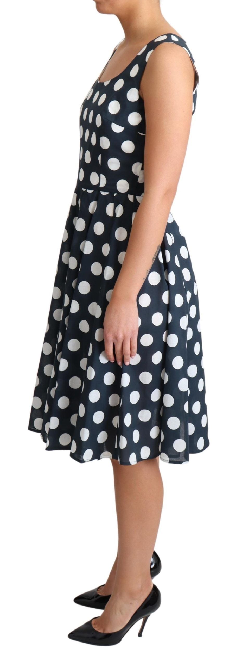 Polka Dotted A-Line Sleeveless Dress