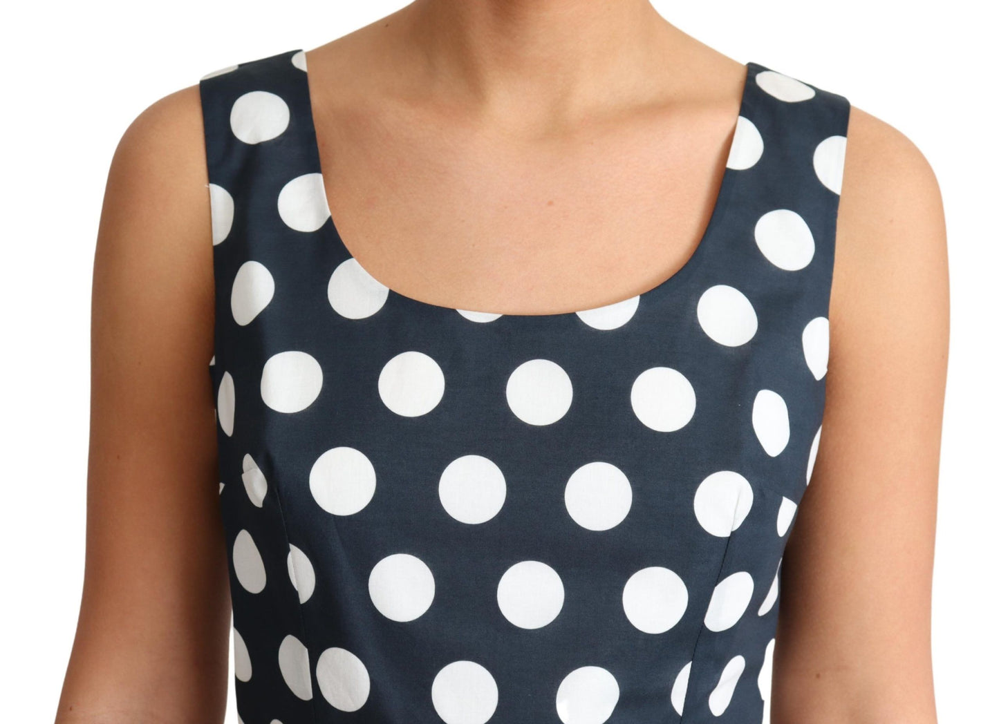 Polka Dotted A-Line Sleeveless Dress