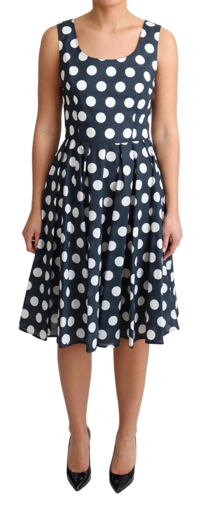 Polka Dotted A-Line Sleeveless Dress