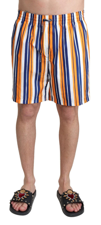 Multicolor Striped Swim Shorts Trunks