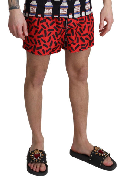 Radiant Red Drawstring Swim Trunks