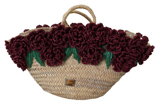 Elegante bolso tote de paja floral Elegance