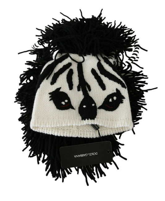 Gorro de cachemira de punto en blanco y negro