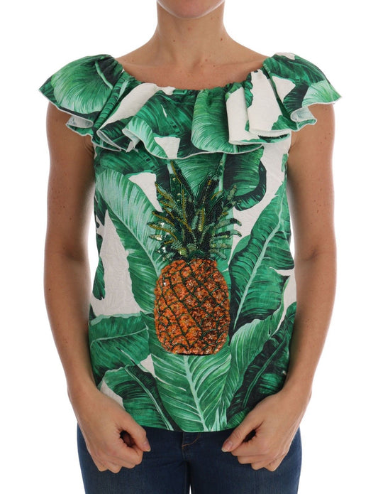 Blusa elegante de piña con lentejuelas