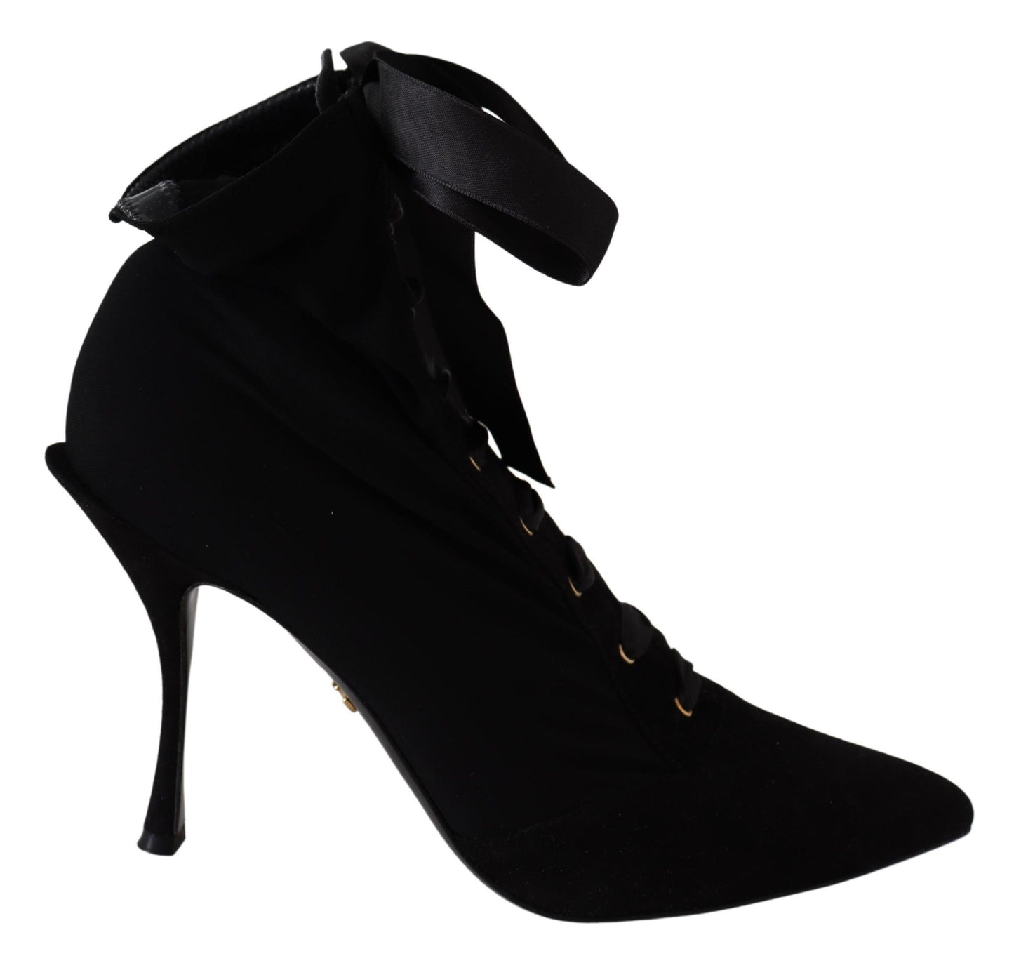 Elegant Black Ankle Heel Boots with Leather Sole