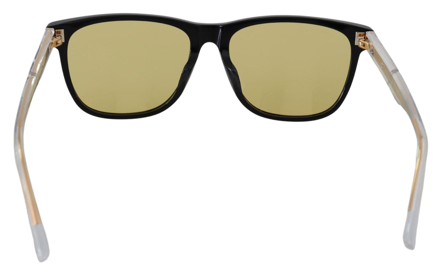 Gafas de sol elegantes de acetato negro con lentes amarillas