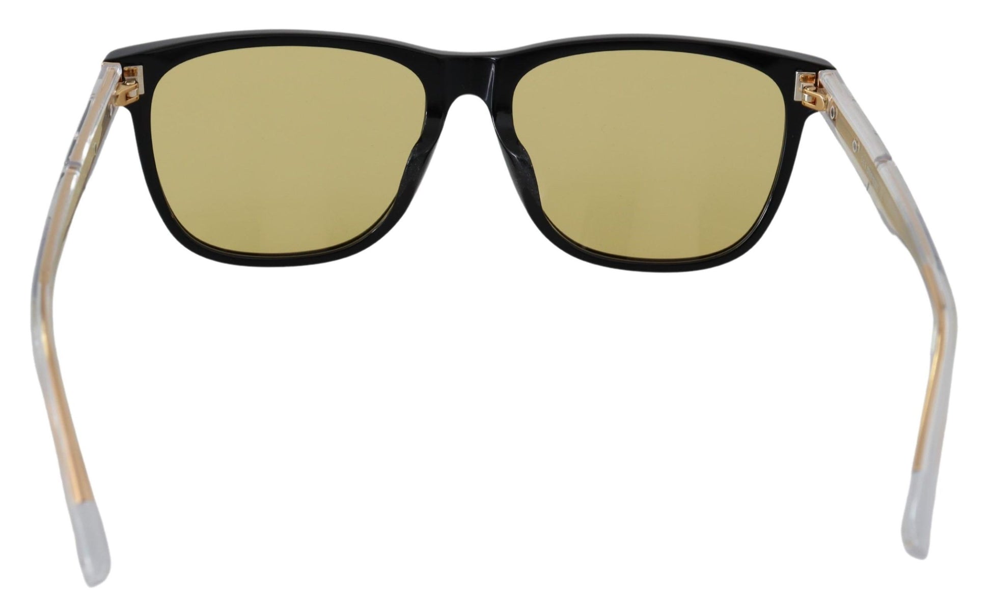 Gafas de sol elegantes de acetato negro con lentes amarillas