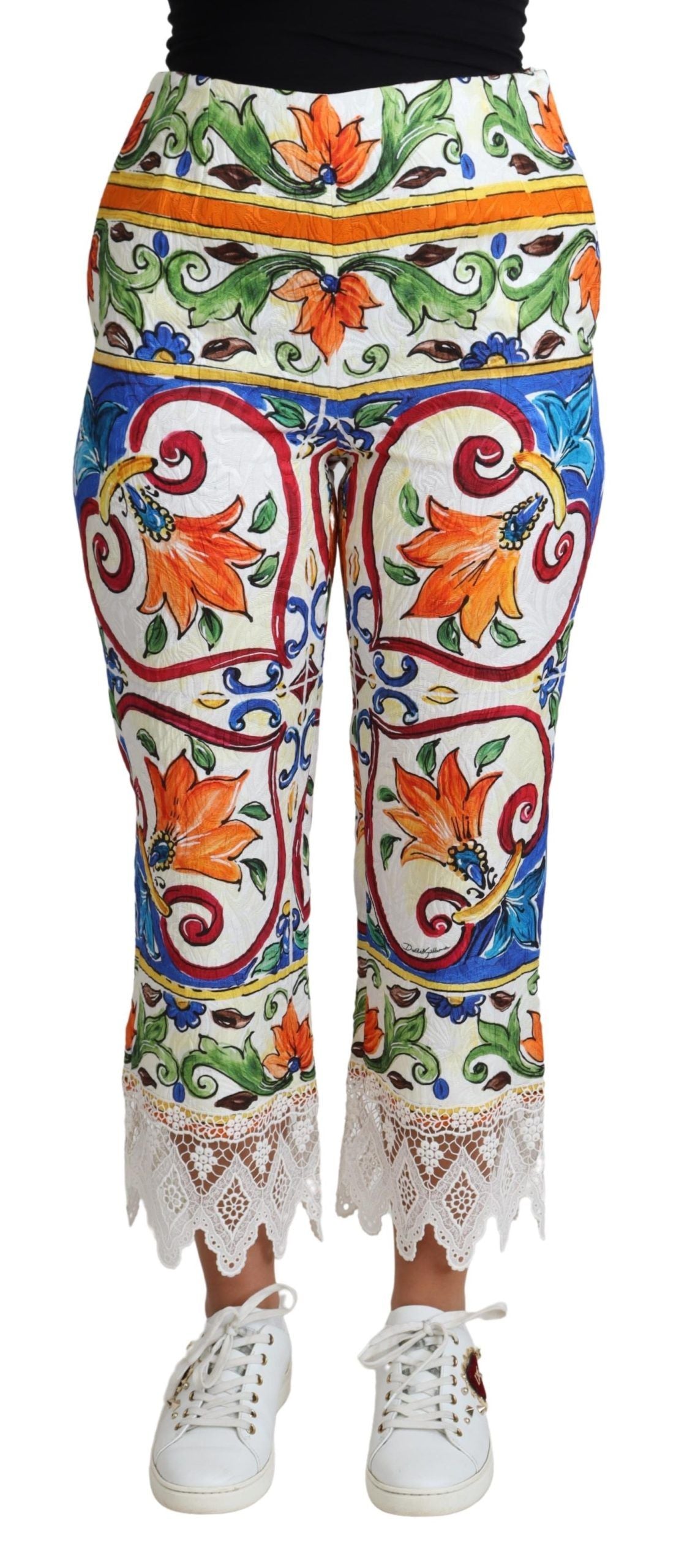 Pantalones capri de cintura alta de mayólica