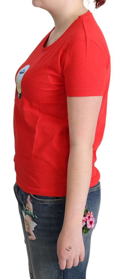 Chique rood katoenen T-shirt met kenmerkende print