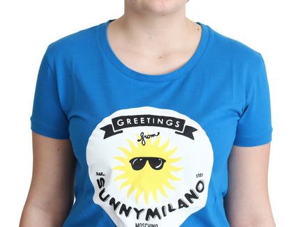 Zonnig Milano chic T-shirt met ronde hals