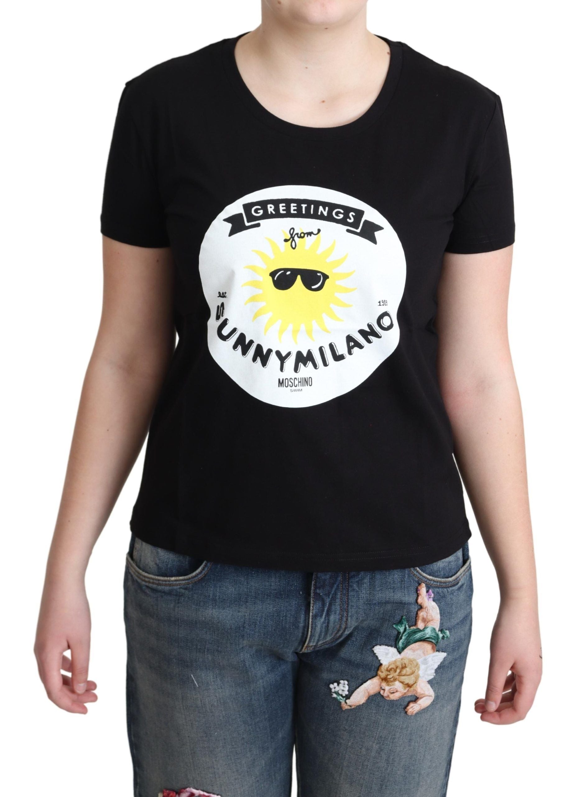 Chique katoenen T-shirt van Moschino met Milano-print