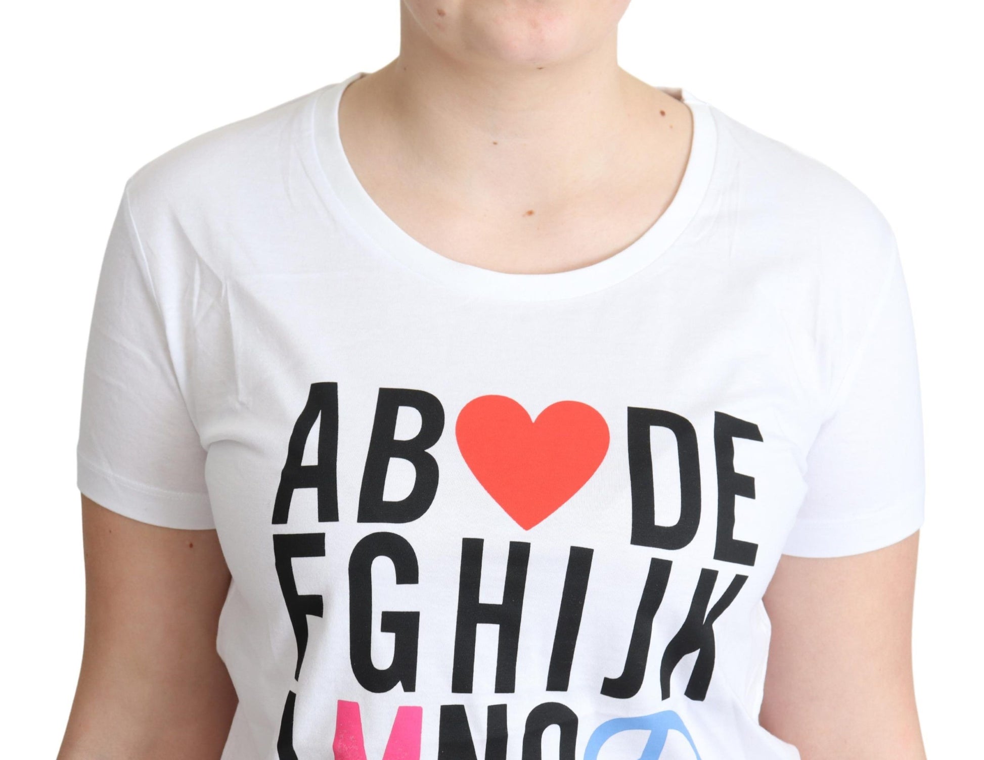 Wit katoenen T-shirt met alfabetletterprint