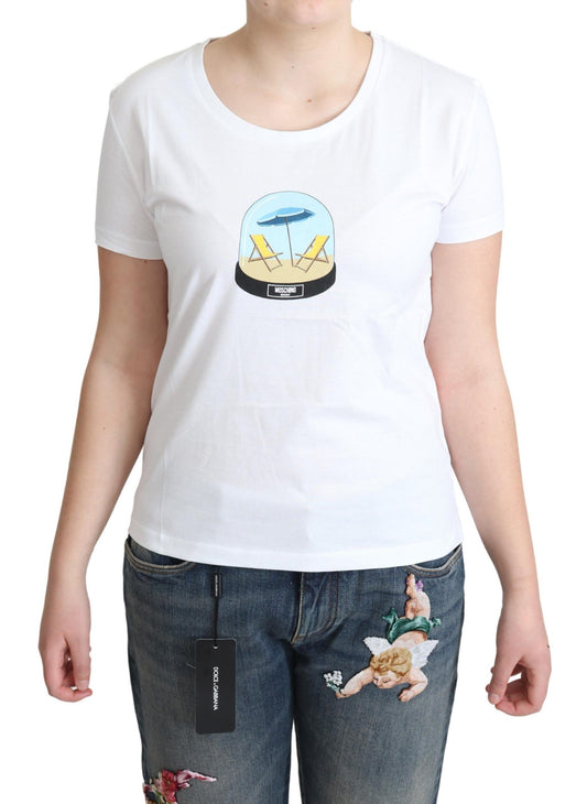 Chique wit katoenen T-shirt met iconische print