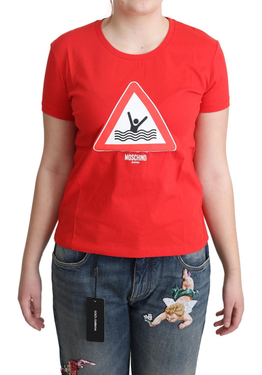 Chique rood grafisch katoenen T-shirt