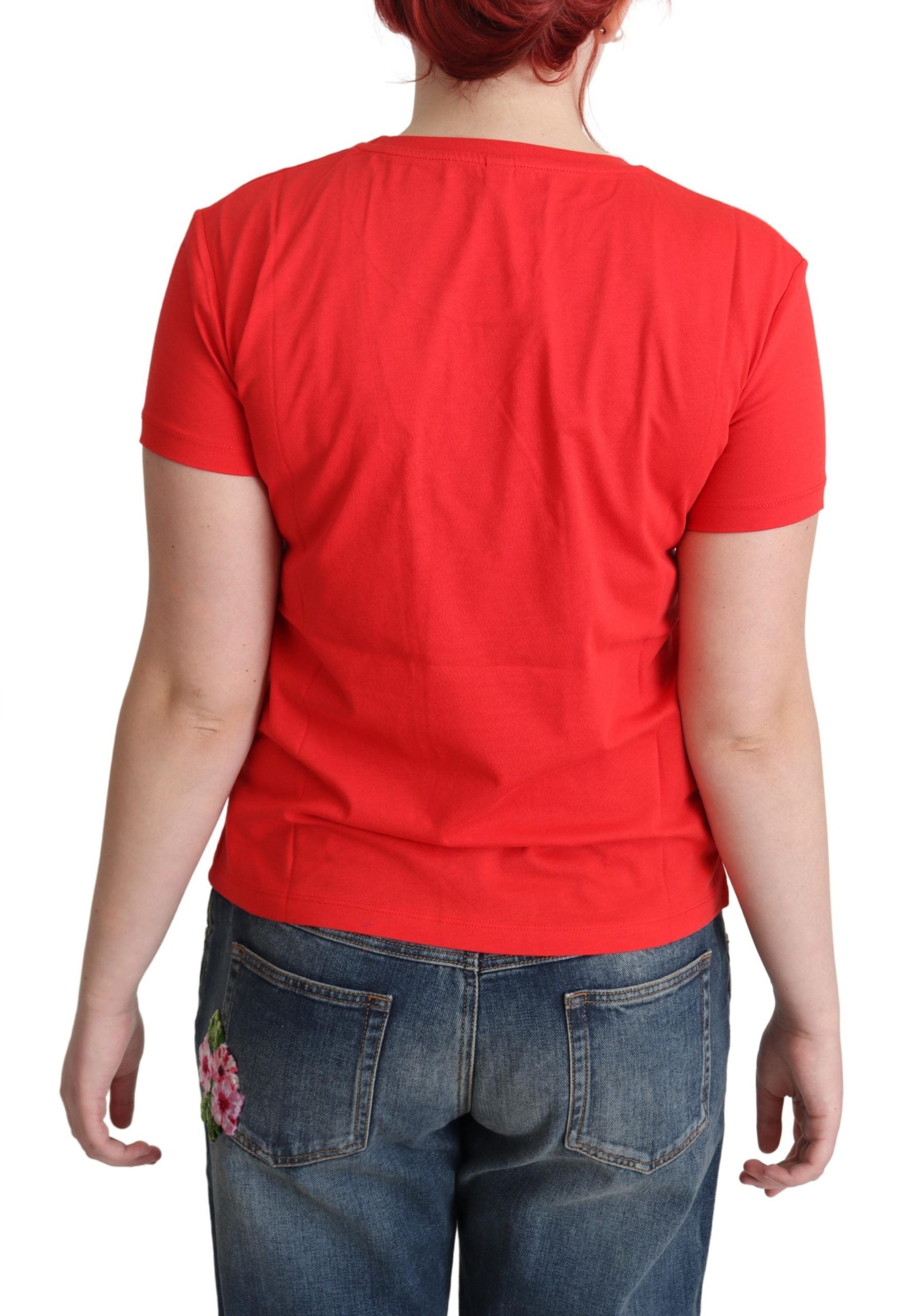 Camiseta de algodón con gráfico rojo elegante