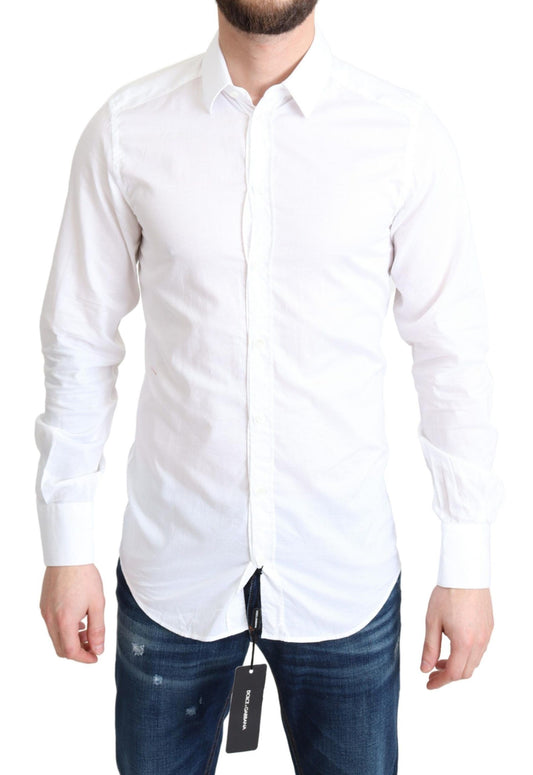 Camisa de vestir elegante de algodón blanca Slim Fit