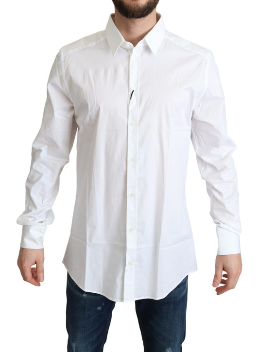 Camisa de vestir elástica de algodón blanca elegante