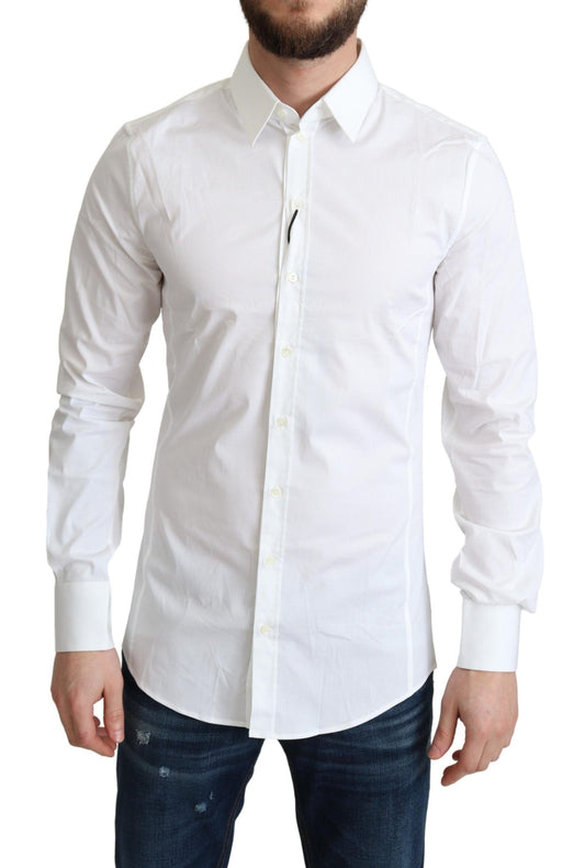 Camisa de vestir elástica de algodón blanca elegante