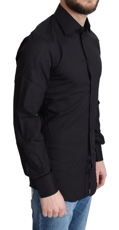 Camisa de vestir elegante entallada en oro negro