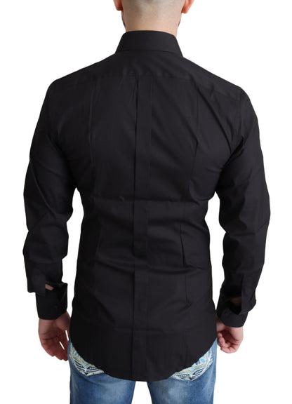 Camisa de vestir elegante entallada en oro negro