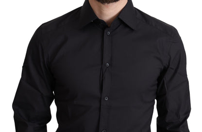 Camisa de vestir elegante entallada en oro negro