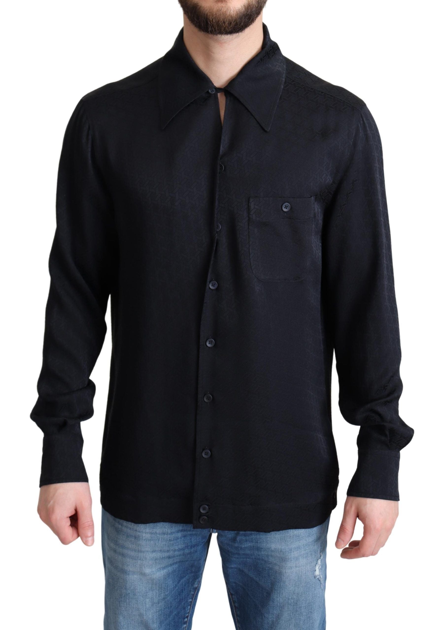 Camisa casual elegante de seda jacquard