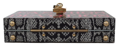 Grijze hars Dolce Box clutch met gouden details