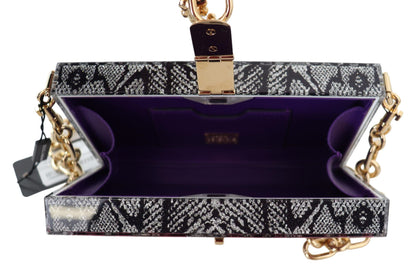 Grijze hars Dolce Box clutch met gouden details