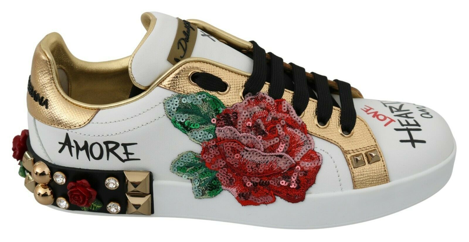 Zapatillas elegantes de cuero con flores y lentejuelas