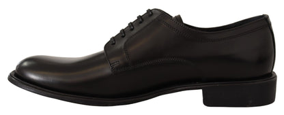 Elegante zwarte leren formele derbyschoenen