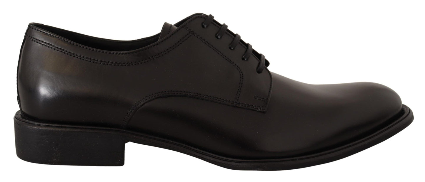 Elegante zwarte leren formele derbyschoenen